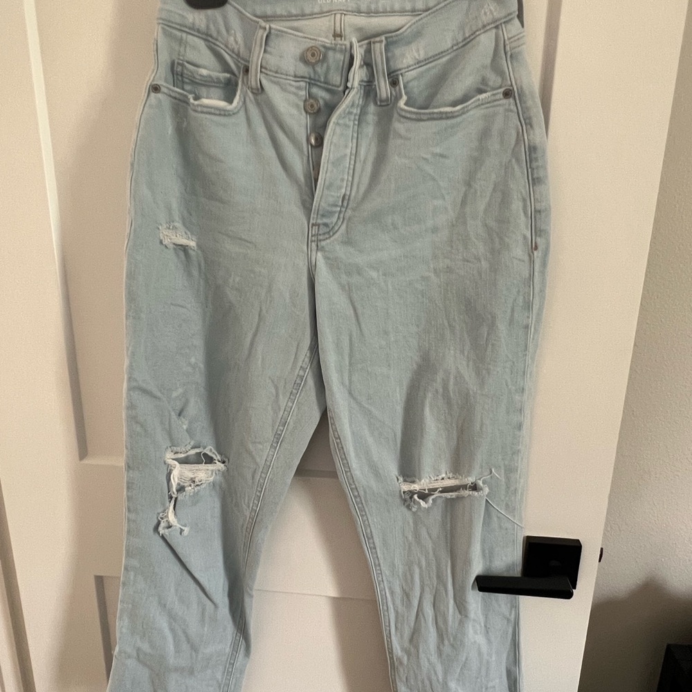 Old Navy High Rise Blue Jeans with Distressed Details